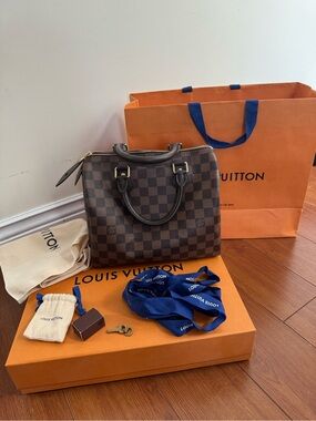Louis Vuitton Damier Ebene Speedy 25 Monogram Bag